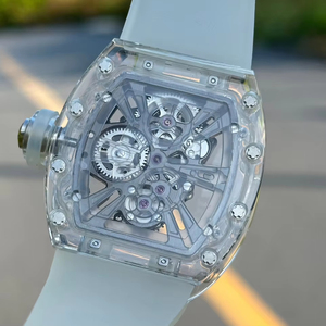 Fashion and Versatile Transparent Crystal case Tourbillon Movementrubber <b>watch</b> strap Men's Luxury Casual Sports Mechanical <b>Watch</b> - Product Image 3