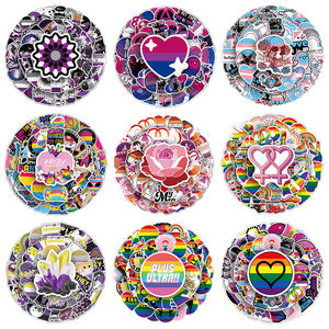 50 Uds. Pegatina de pared Gay colorida mixta, decoración de PVC impermeable personalizada, pegatinas de fiesta de homosexualidad para adultos, álbum de recortes de teléfono - Product Image 2
