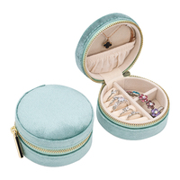 Organiseur de Voyage Rond en Cuir PU Personnalisé avec Logo, Petite Boîte Cadeau d'Emballage pour Bijoux, Étui de Rangement en Velours pour Bijoux