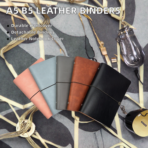 Cuadernos de cuero de negocios A5 B5, carpeta de 6 anillas, planificador con 100 hojas, venta al por mayor, cuaderno diario de hojas sueltas impreso en blanco - Product Image 2