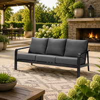 Ensemble de meubles de jardin en aluminium résistant aux intempéries pour villa, avec canapé d'extérieur et table de feu ronde