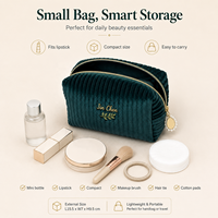 Pochette de maquillage légère et portable en velours côtelé avec fermeture éclair, broderie, cadeau promotionnel, logo personnalisé, vente en gros OEM