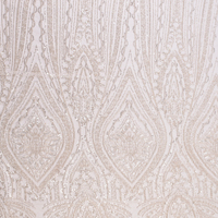 Tissu en dentelle florale brodée de luxe blanc épais, maille élégante en tulle pour robe de mariée et haute couture