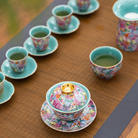 Service à thé en céramique de Jingdezhen Wan Hua Gong, résistant à la chaleur, design rétro de luxe léger, bol délicat pour femmes, théière, tasse à thé, coffret cadeau