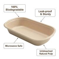 Bagasse U-vormige doos 500ml, voedselveilig, magnetronbestendig, biologisch afbreekbaar, voor maaltijdvoorbereiding, delicatessen, boodschappen, afhaalmaaltijden, milieuvriendelijke voedselverpakking