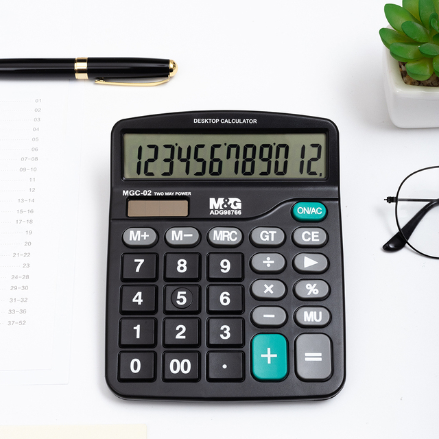 M&G Economic Two Way Power Calculating Machine Office School Supplies Calculate 12 Digits Desktop Calculator