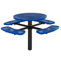 Ensemble table et bancs de pique-nique modernes en métal épaissi, de type encastré, pour 4 personnes, résistant aux intempéries, idéal pour les cours et les hôtels