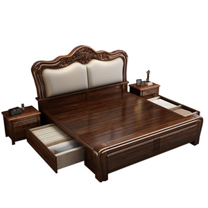 French Style Solid Wood Storage Bed 1.8m x 2m Master Bedroom Bed With <b>Drawers</b> For Adults And Elderly - Product Image 5