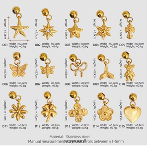Mini Iconos Decorativos Tipo Stopper |   Charm Separador de Silicona de Acero Inoxidable con Baño de Oro PVD de 18K |   Resistente al agua, hipoalergénico y sin deslustre - Product Image 6
