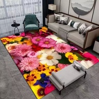 Tapis de sol en velours de cristal imprimé de fleurs en 3D fait à la main moderne grand tapis de style nordique pour le salon et la chambre à coucher