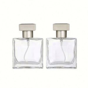 Botellas de Perfume Rectangulares de Vidrio Esmerilado con Logotipo Personalizado Impreso en Serigrafía, con Pulverizador, 50ml 100ml, para Cosméticos Femeninos - Product Image 1