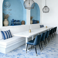 Meubles de café et de restaurant en marbre courbé, banquette, table, siège de banquette, canapé pour café