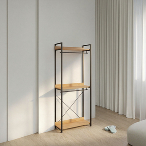 Modern Simple <b>Wooden</b> Bedroom Coat <b>Rack</b> with <b>Storage</b> Shelves Space-Saving Design Home -Furniture - Product Image 3