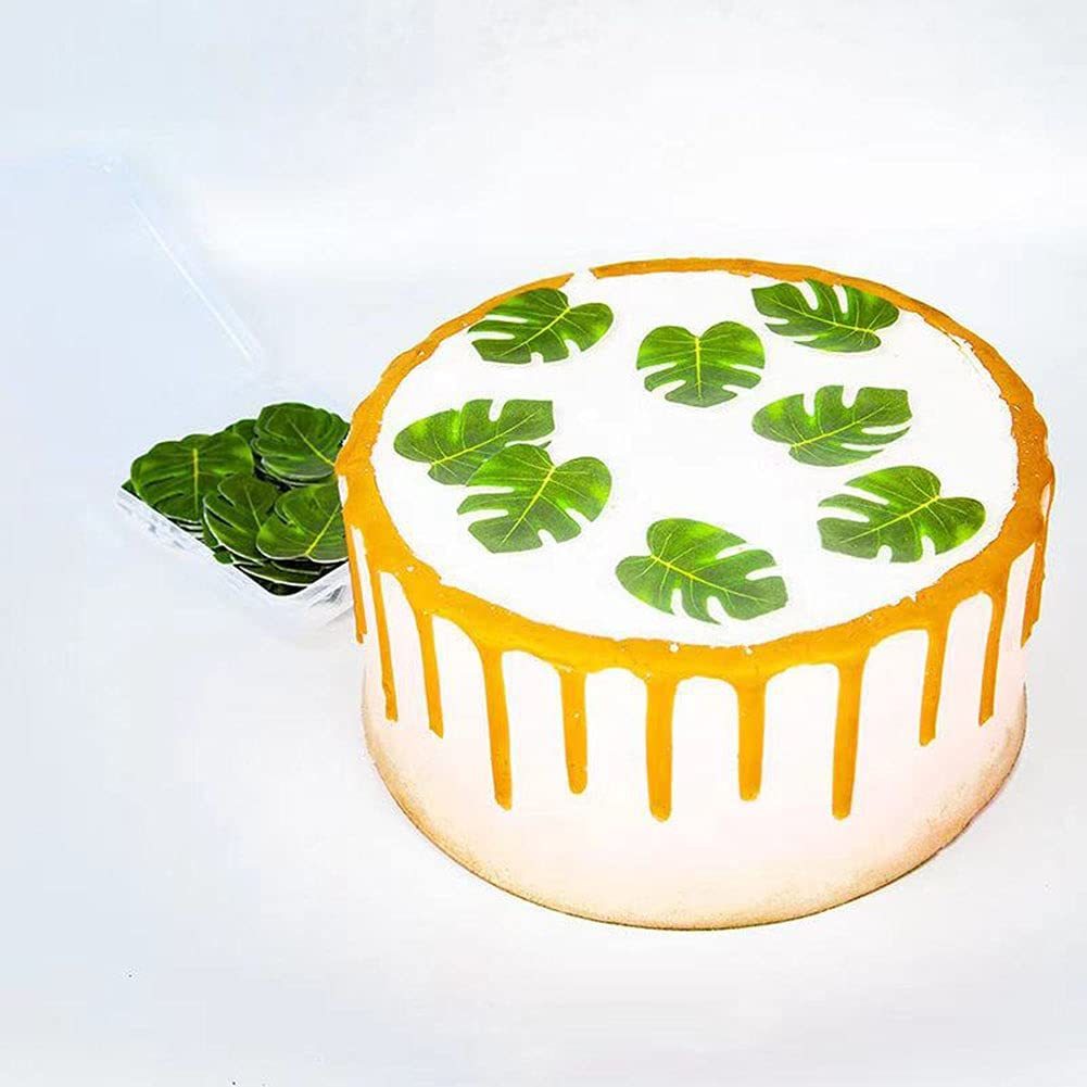 Lot de 14 décorations de gâteau en forme de feuilles de palmier tropicales pour gâteau d'anniversaire adulte Thème tropical hawaïen Fête prénatale