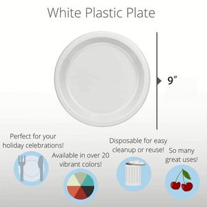 Assiette ronde en plastique durable 100 % sans BPA pour le camping, les mariages et les réunions professionnelles - Product Image 3