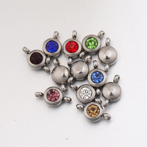 Ciondoli in Acciaio Inossidabile Argento con Due Fori da 6,5mm per Creazione di Gioielli Fai-da-Te, Charm con Cristalli dei 12 Mesi di Nascita - Product Image 6