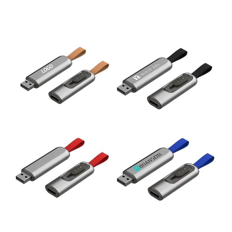 Push-Pull Metal USB Flash Drive with Custom Logo Thumb 2.0 16GB Memory Stick Creative Business Gift 3.0 32GB 64GB 128GB Pendrive