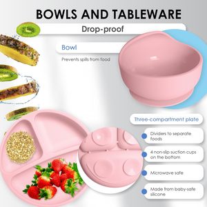 Juego de alimentación de silicona para bebés de <span class=keywords><strong>AliExpress</strong></span>, juego completo de <span class=keywords><strong>vajilla</strong></span> con base de succión para la alimentación de bebés y niños pequeños - Product Image 3