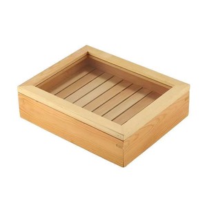 Caja de almacenamiento de madera estilo japonés, rectangular, con tapa transparente, para el hogar, para envasar mariscos y sushi, hecha a medida. - Product Image 3