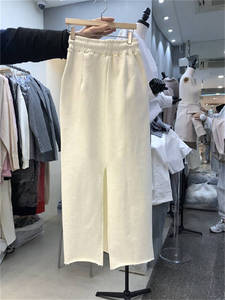 Falda <span class=keywords><strong>Midi</strong></span> Larga Informal de Algodón con Cintura Elástica y Cordón Ajustable, Color Sólido, Personalizada de Fábrica, Barata al por Mayor para Mujer - Product Image 2