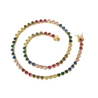 Collier tennis tendance en laiton de 5 mm incrusté de zircon coloré, style hip-hop européen et américain, cadeau de vacances pour couple