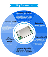 Baterai Lithium LiFePO4 12V 50Ah Berkualitas Tinggi dengan Performa Biaya yang Baik, Sistem Penyimpanan Energi Surya, BMS Cerdas 4S 12V LiFePO4