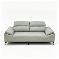Canapé-lit carré moderne et minimaliste en cuir véritable écologique, deux places, avec cadre en bois et rembourrage en éponge, utilisation multi-scènes