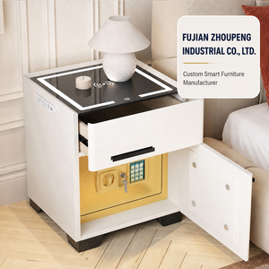 Table <span class=keywords><strong>de</strong></span> chevet intelligente personnalisée <span class=keywords><strong>avec</strong></span> coffre-fort dissimulé, chargeur sans fil, ports USB, LED 3 couleurs, vente en gros fabricant - Product Image 4