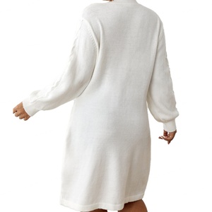 เดรสไหมพรมคอวีลำลองสำหรับผู้หญิง ใส่ได้ทั้งฤดูใบไม้ร่วงและฤดูหนาว ดีไซน์สวยมีสไตล์ พร้อมโครงสร้างที่ช่วยพยุงรูปร่าง - Product Image 3