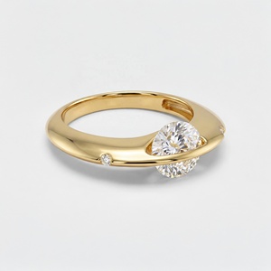 Bague dôme flottante en argent sterling 925 plaqué or 18 carats avec moissanite - Product Image 3