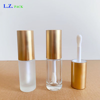 LZ Pack Vente flash Tubes de gloss à lèvres en verre givré avec applicateur, logo personnalisé, 10 ml, gros pinceau, blush, anticernes, gloss à lèvres