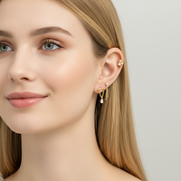 Boucle d'oreille clou Maina plaquée or avec zircon cubique en forme de goutte d'eau, pendentif pour lobe d'oreille et tragus, avec dos à vis externe