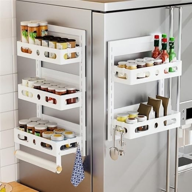 Kitchen Strong Magnetic Shelves Fridge Side Spice Rack Organiser Spice Organizer For Refrigerator Washing Machine Manufacturer