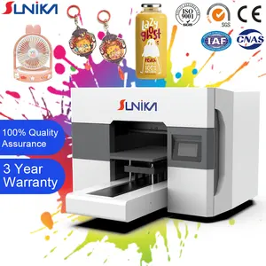Sunika pabrik Cina A3 30cm mini uv flatbed print mesin cetak label kristal printer epson i3200 kepala untuk logo imprimano