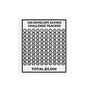 Hot Selling New Design Silvery A5 Kit Budget Binder 100 Envelope Saving Challenge Money Book Digital tracker