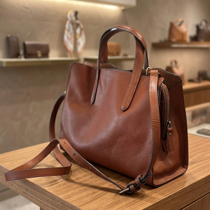 BS INTERNATIONAL <b>Women's</b> Genuine Leather Clutch Cross-Body Strap Zipper Closure Waterproof Anti-Theft Lightweight Handbag - Product Image 2