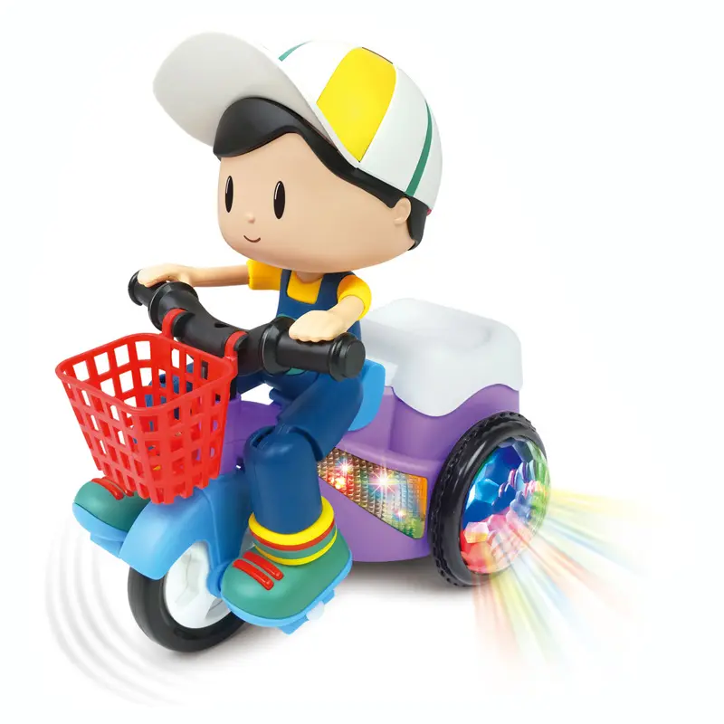 Dowellin बिजली के खिलौना कार सवारी Tricycle संगीत खिलौने स्टंट कार बच्चों के लिए
