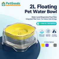 Bol d'eau pour animaux de compagnie en ABS anti-éclaboussures de 2 litres avec plateau flottant à boisson lente et filtre amovible pour chiens et chats, utilisation en intérieur