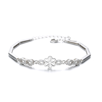 Bracelet en argent sterling 925 fait main avec un charme en forme de fleur et une chaîne à maillons pour femmes, bijoux de tous les jours