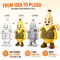 Peluche mascotte banane personnalisée ODM, commande en gros, peluche personnalisée avec logo, jouet en peluche doux, vente en gros, cadeau promotionnel