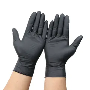 100PCS工厂黑色一次性手套无粉检查纹身工作丁腈手套