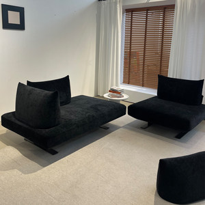 Black Horn Shaped Fabric <b>Sofa</b> Light Luxury Cream Style Double Sided Seat Movable Backrest Straight <b>Sofa</b> <b>for</b> Small Living Room· - Product Image 4