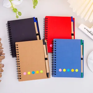 Fabriek Groothandel A5 Spiraal Notebook Sets Scheuren Notitieblok Bekleed Papier Notebook Met Pen