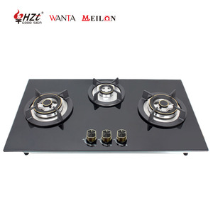 CE認証取得済み 家庭用調理器具 3口ビルトインガスコンロ ガラスパネル付き - Product Image 1