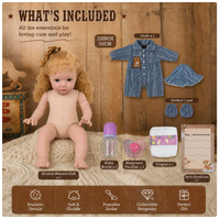 22 Zoll Reborn Baby-Puppe Realistische Neugeborenen-Puppe mit Weichem Vinyl-Kopf und Stoffkörper Kuschelbegleiter Geschenk für Mädchen