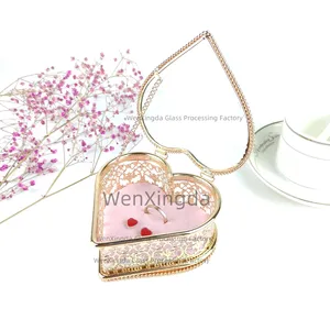 Caixas personalizadas de joias espelhadas de vidro, caixa de anel de casamento para colar de presente