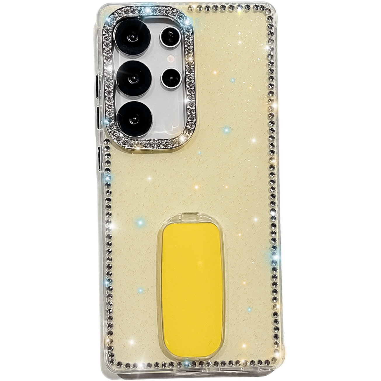 Supporto specchio giallo chiaro glitterato