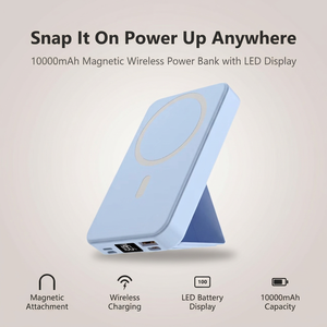 พาวเวอร์แบงค์แม่เหล็กสำหรับ iPhone พาวเวอร์แบงค์บางเฉียบ 10000mAh ชาร์จไร้สาย ชาร์จเร็ว พร้อมหน้าจอ LED เครื่องชาร์จพกพาสำหรับเดินทาง - Product Image 1