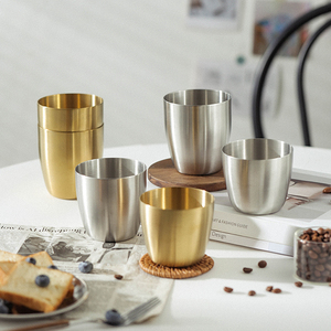 Tazze in Acciaio Inox per Campeggio, Boccale da Birra Dorato Antiurto, <span class=keywords><strong>Tazza</strong></span> da Caffè per Ristoranti e Barbecue, Contenitore per Acqua Fredda - Product Image 2