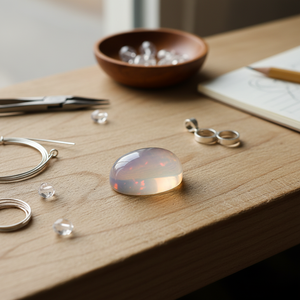 Premium Natural Mexican Fire <b>Opal</b> Smooth Oval Shape Cabochon Polished Loose Gemstone DIY Jewelry Making <b>Pendant</b> Handmade Third - Product Image 3